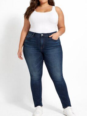 Lucky Brand Skinny Jeans Dark Blue Wash 90s Mid Rise Women's 34W 32L